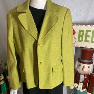 Talbots petite chartreuse green blazer size 14